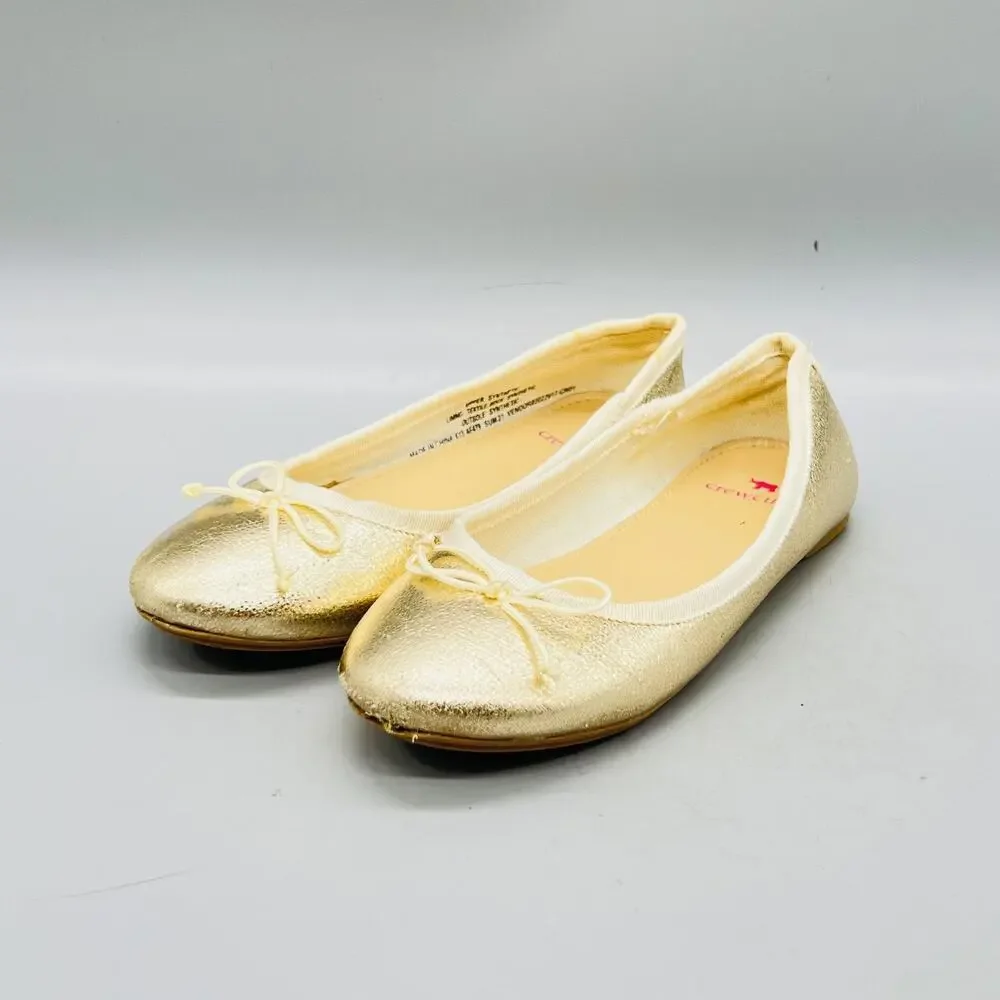 Crewcuts by J Crew Shoes Girls 13 Gold Ballet Flats Bow Slip On Dress Casual